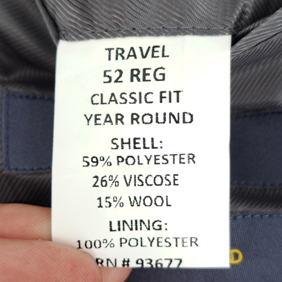 Stafford Travel Blazer Mens 52R Grey Houndstooth Classic Fit Year Round Wool Mix - Picture 13 of 15